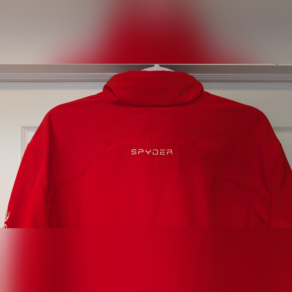 Spyder Men's Two Tone Red 1/4 Quarter Zip Weather Resistant Pullover Jacket XXL - Picture 9 of 14
